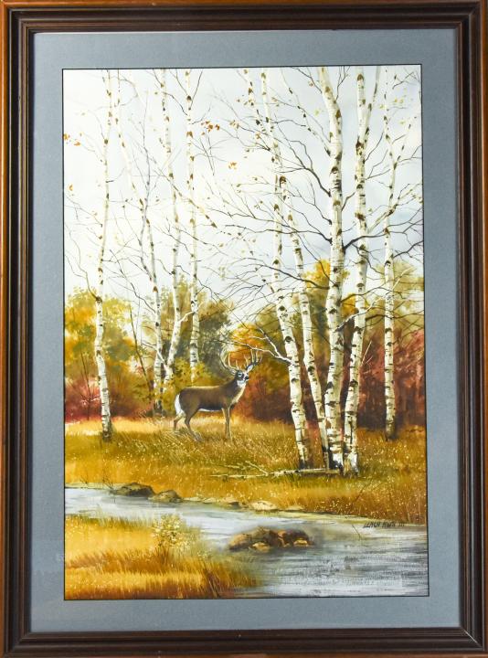 Signed Fred Leach Autumn Woodland Watercolor (1 of 8)
