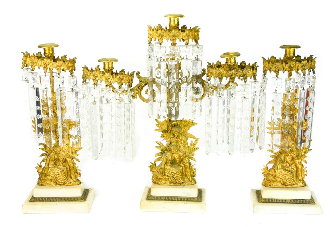 19th C Ormolu & Marble Figural Candelabra Set (1 of 13)