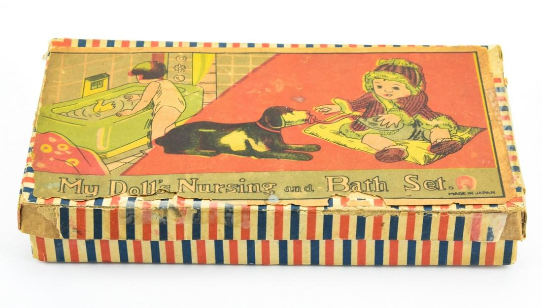 Antique Doll w Orig Box - Doll Nursing Bathing Set (1 of 8)