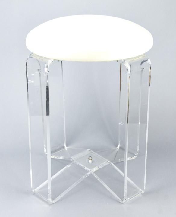 Gil Golde Lucite & Faux Leather Vanity Seat (1 of 6)