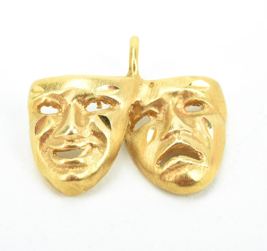 Estate 14kt Gold Comedy Tragedy Mask Pendant (1 of 6)