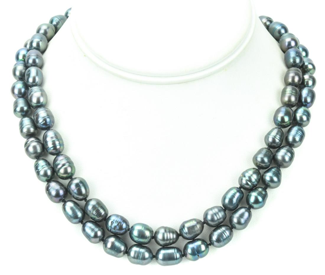 Pair Of Baroque Tahitian Pearl Necklace  Strands (1 of 7)