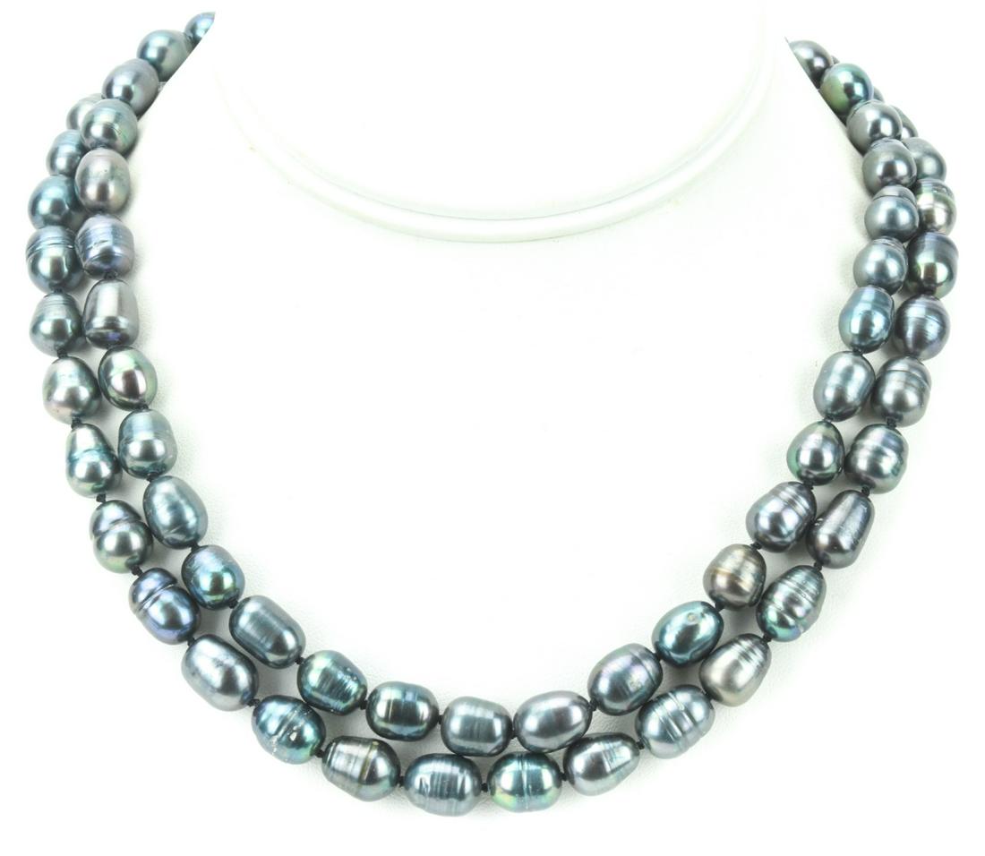 Pair Of Baroque Tahitian Pearl Necklace  Strands (1 of 7)