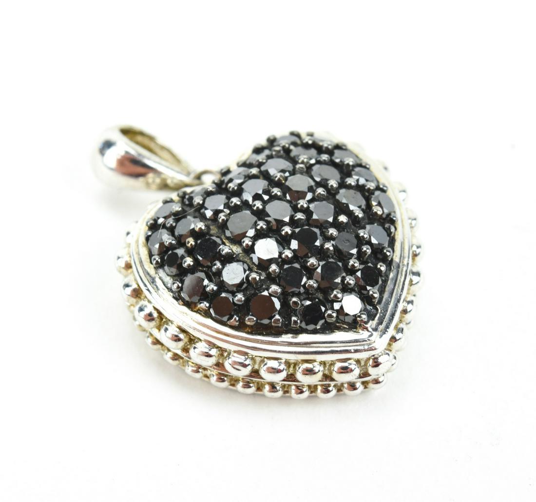 Sterling Silver & Black Diamond Pave Heart Pendant (1 of 4)