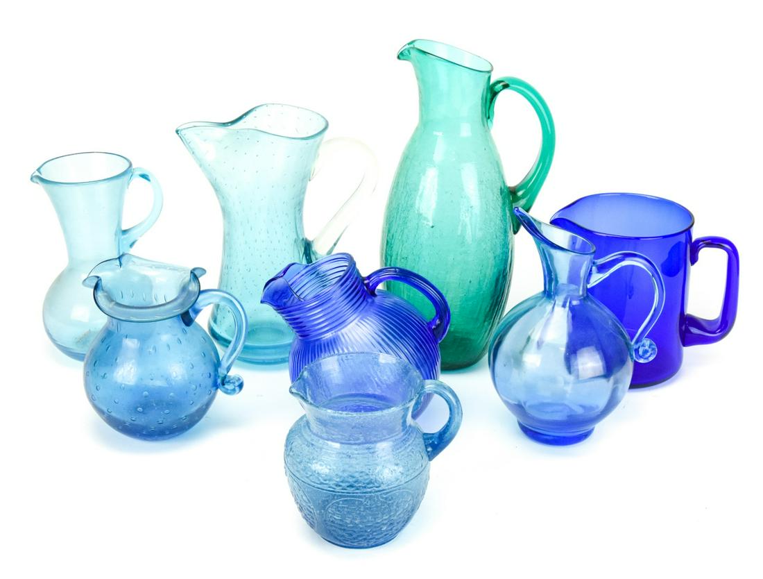 Antique Blue Tone Pressed and Blown Glass Vessels (1 of 6)