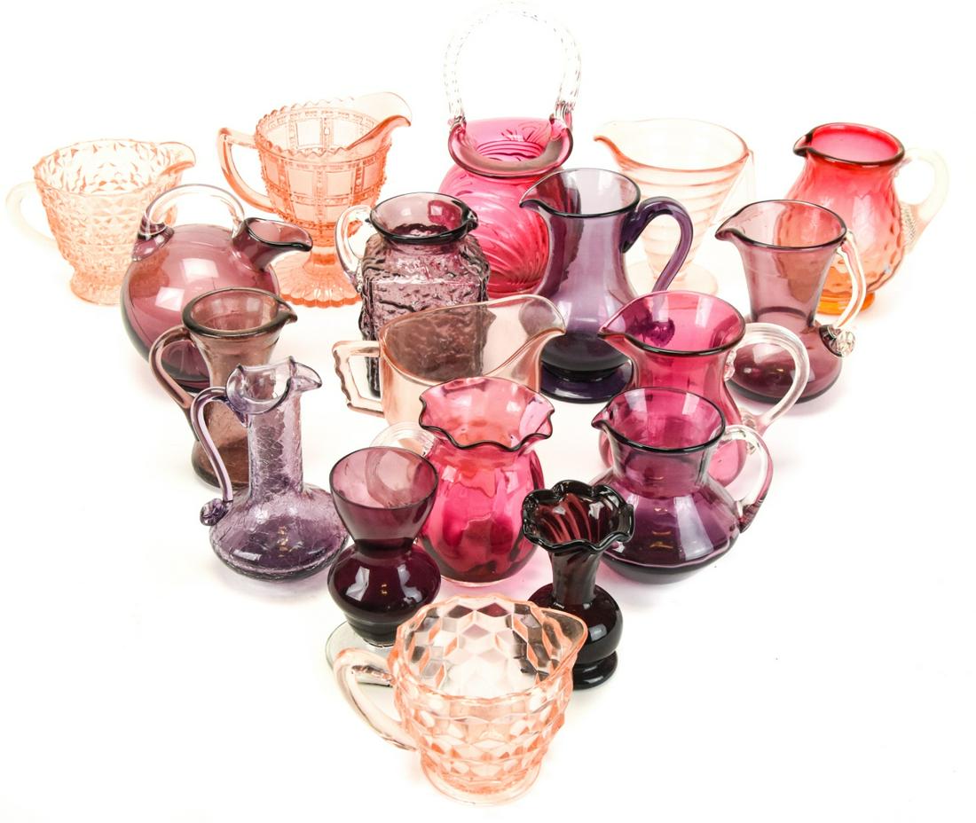 Antique Pink Tone Pressed & Blown Glass Vessels (1 of 8)