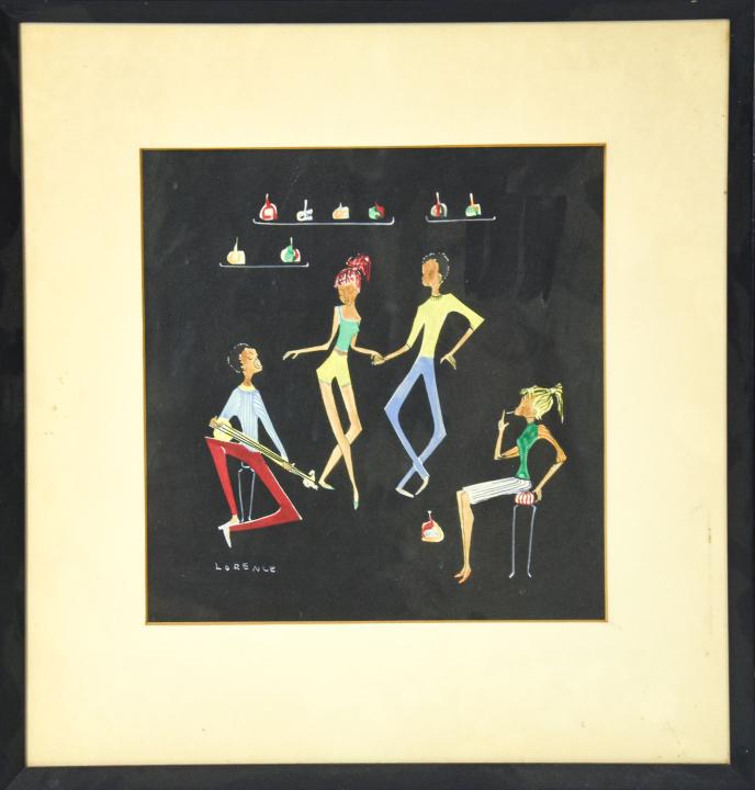 John Lorence  Framed Acrylic Painting of Bar Scene (1 of 7)