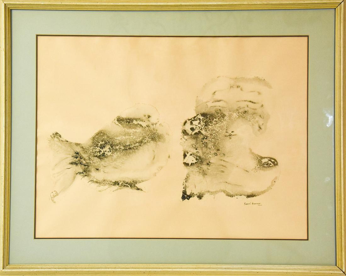 Sakti Burman Watercolor Painting Framed Untitled (1 of 7)