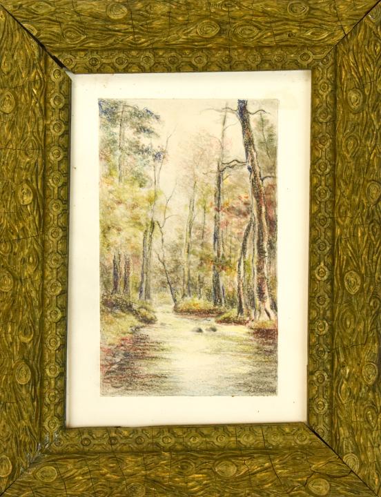 John Semon Oil Pastel Drawing of Forest Interior (1 of 9)