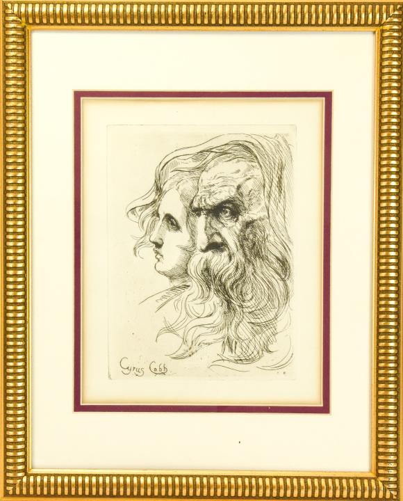 Cyrus Cobb Portrait Etching of Old Man & Woman (1 of 7)