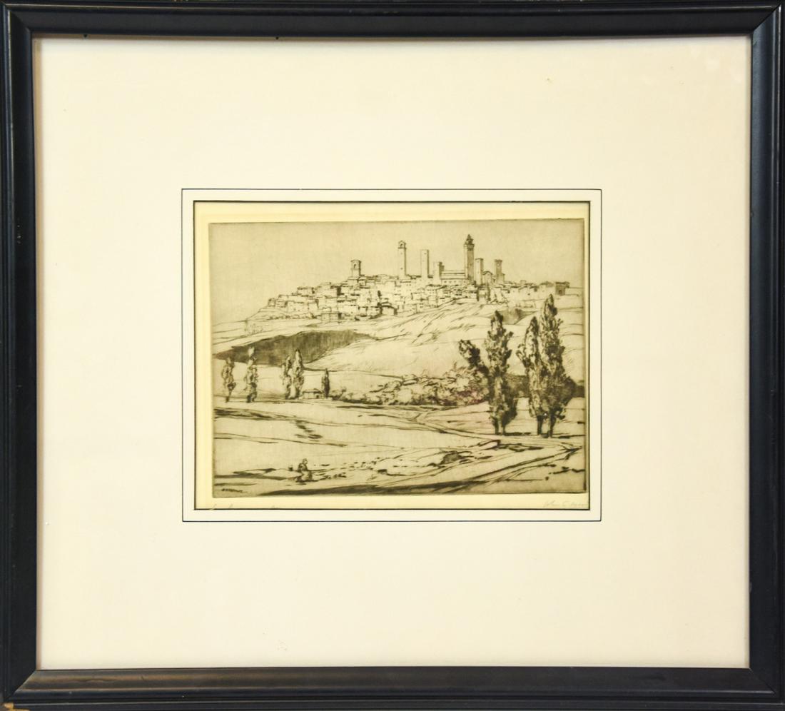 John Charles Moody Etching of San Gimignano (1 of 9)