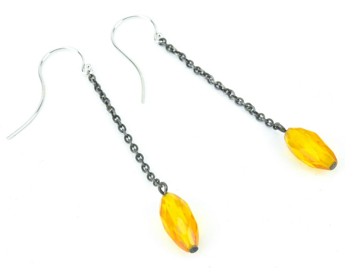 14kt White Gold Earrings w Art Deco Pendant Drops (1 of 6)