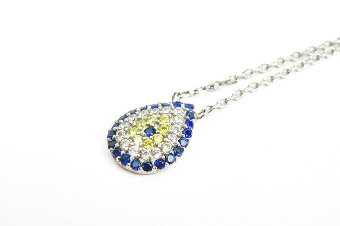 Sterling Silver & Pave Hamsa Evil Eye Necklace (1 of 6)
