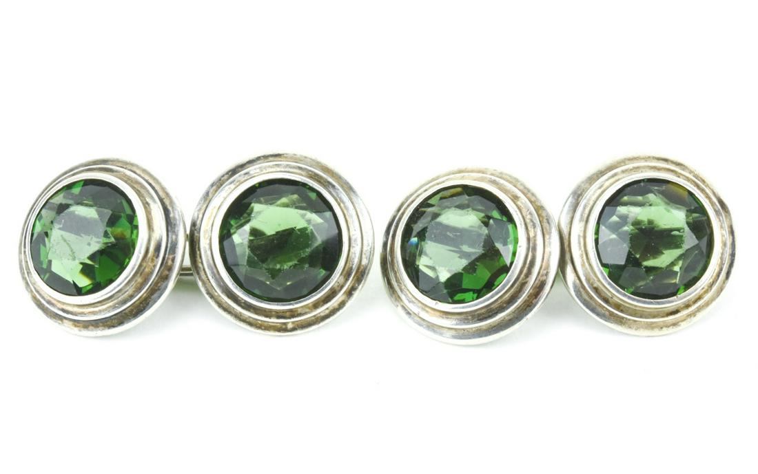 Art Deco Sterling Silver & Smoky Quartz Cuff Links (1 of 6)