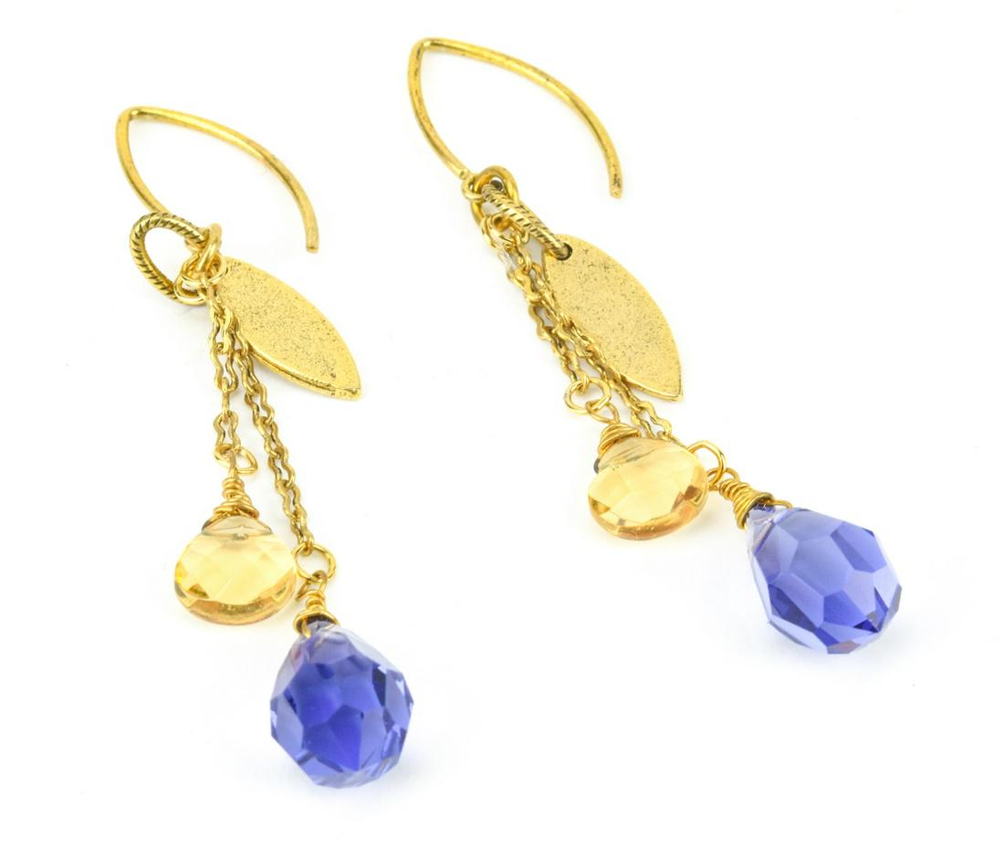 Gold Plated Briolette Amethyst & Citrine Earrings (1 of 7)