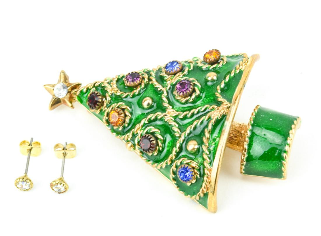 Christmas Tree Brooch Removable Earring Ornaments (1 of 7)