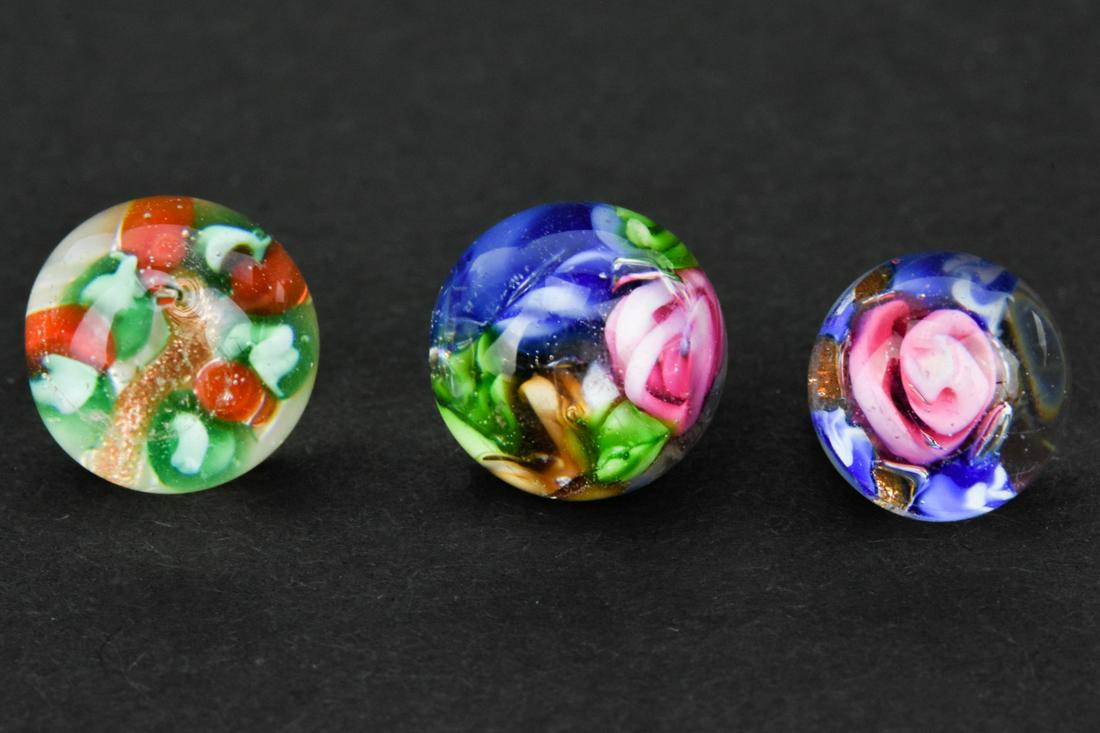 Three Antique Art Glass Pendant Charm Fobs (1 of 6)