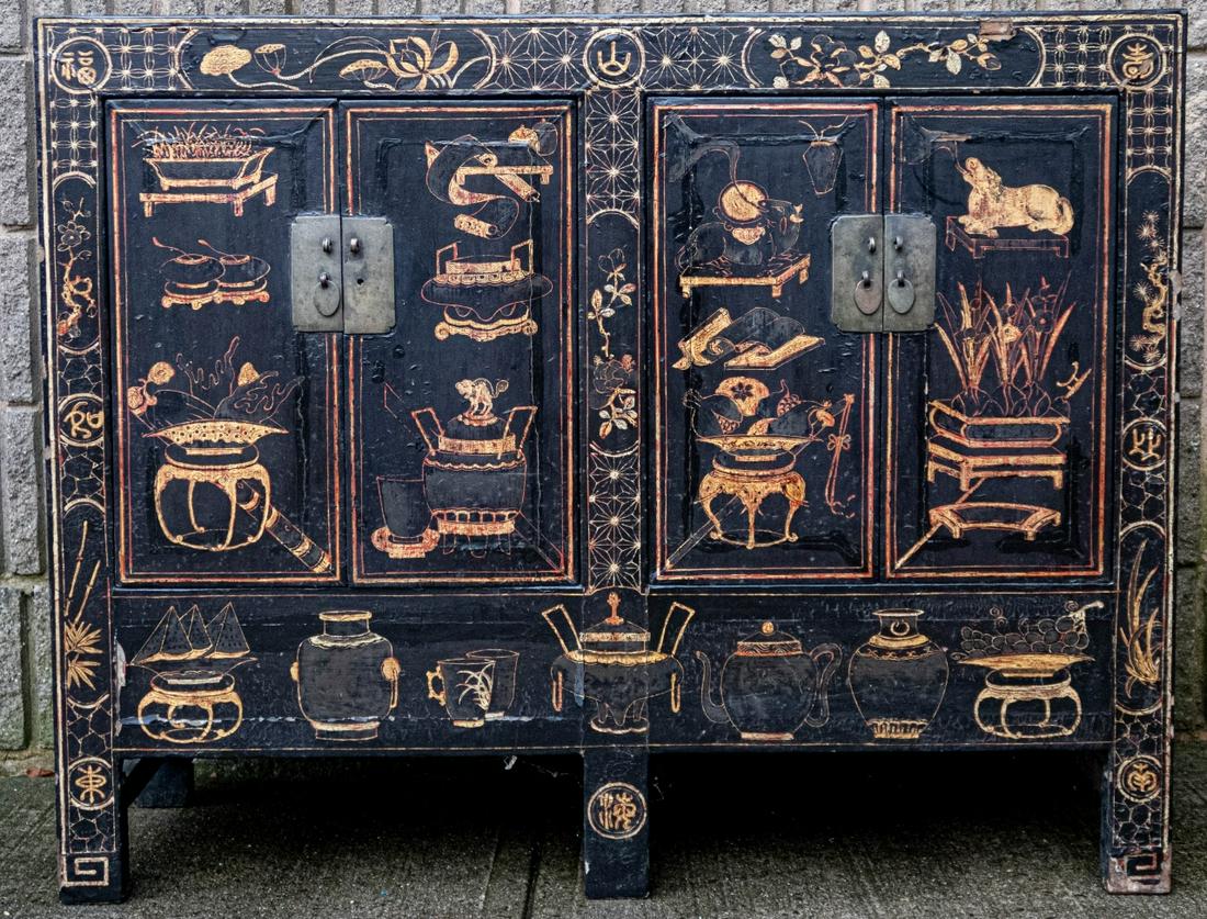 Antique Chinoiserie Console Cabinet with Urn Motif (1 of 8)