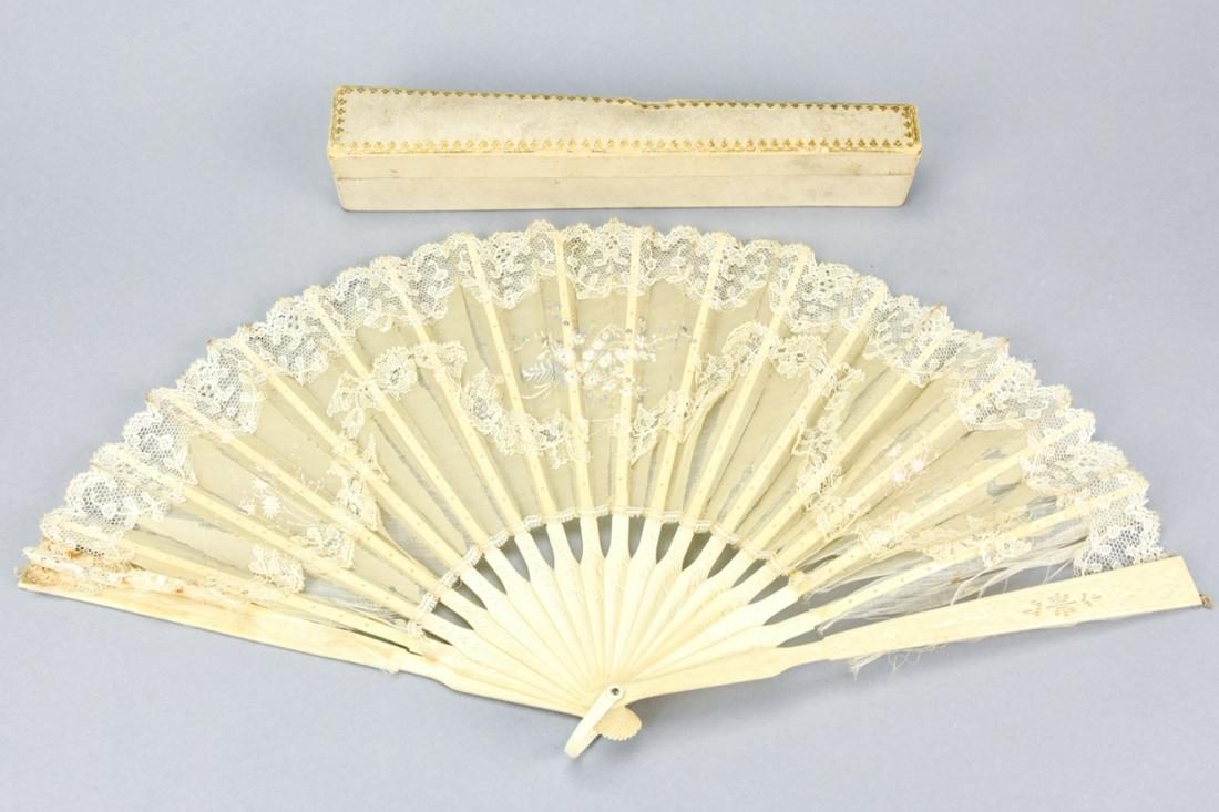 Antique Tiffany & Co Lace Fan w Original Box (1 of 9)