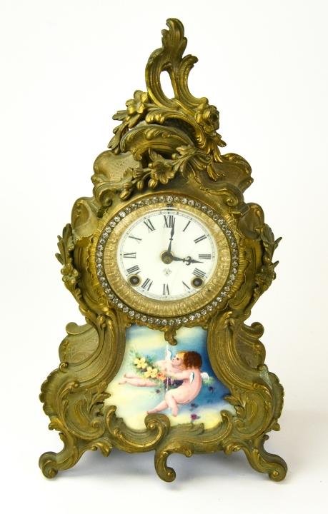 Ansonia Bronze Tone Mantel Clock Porcelain Plaque (1 of 7)