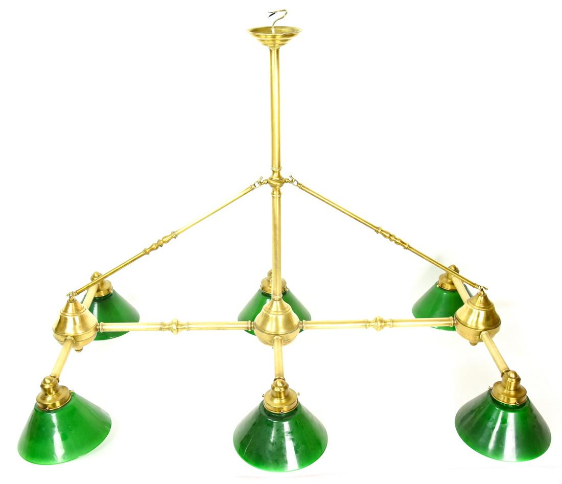 Brass 6 Light Pool Table Overhead Light (1 of 11)