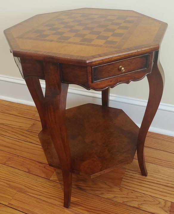 French Provencal Carved Game Table w Marquetry (1 of 5)