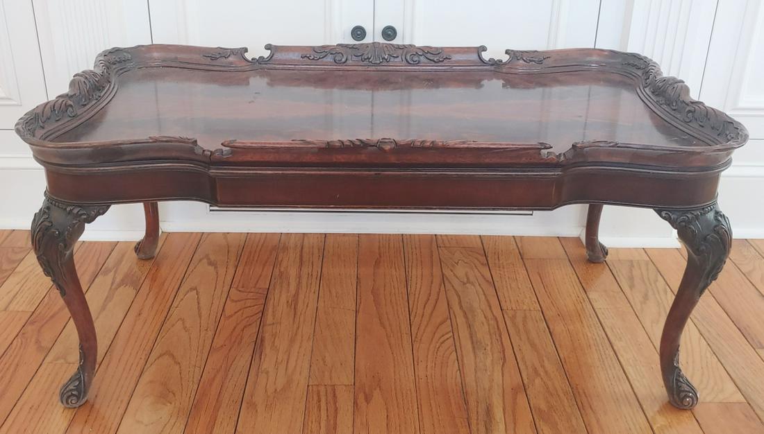 French Provencal Carved, Book Matched Coffee Table (1 of 5)