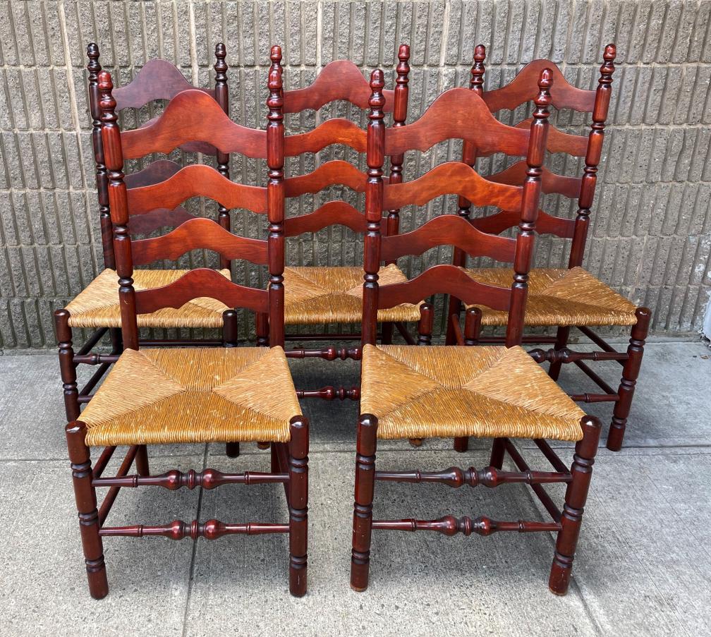 Set 5 American Country Ladder Back Rush Chairs (1 of 7)