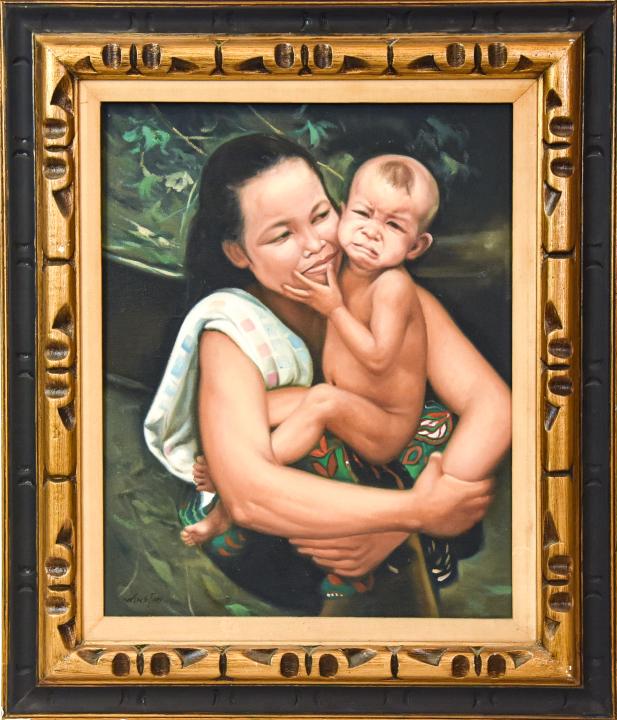 Winston Portrait Mother & Child in Carved Frame (1 of 7)