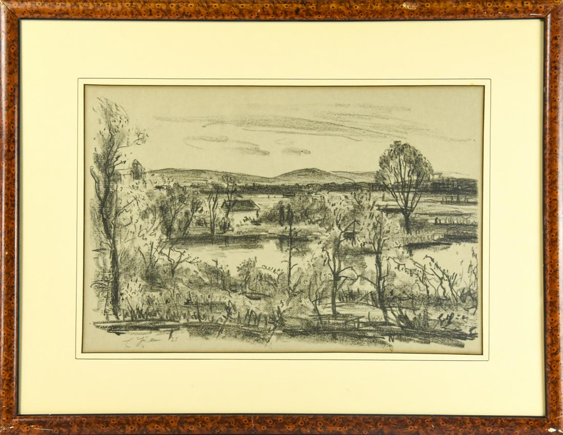 Signed Early 20th C Charcoal Landscape Drawing (1 of 7)