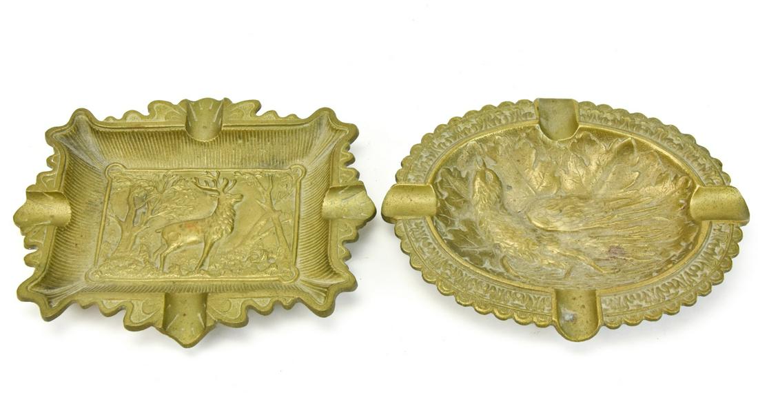 2 Antique Belgian Brass Figural Ashtrays (1 of 7)