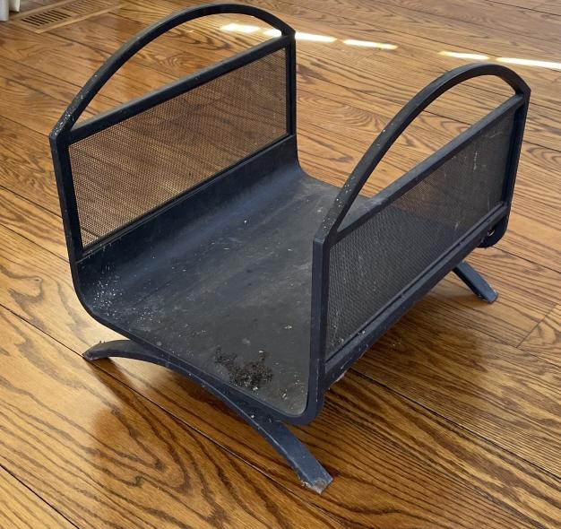 Wrought Iron & Mesh Fireplace Log Holder (1 of 3)