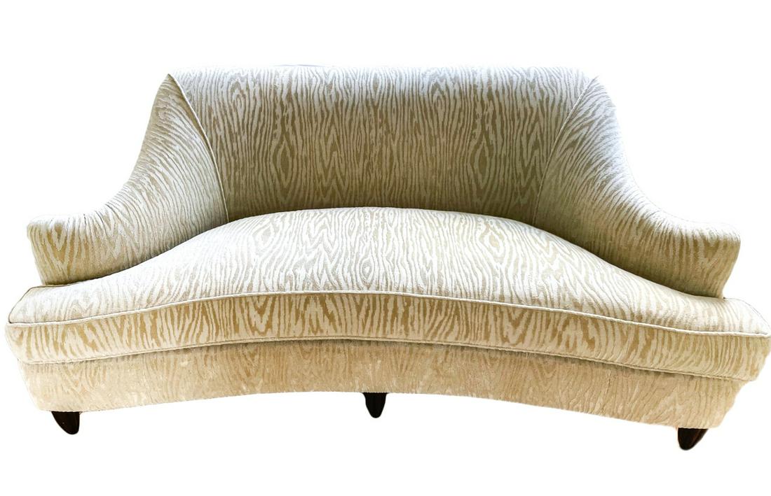 Custom Made & Upholstered Demilune Loveseat (1 of 6)