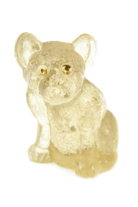 Antique 1920s Art Deco Czech Glass Bull Dog: Antique 1920s Art Deco Czech Glass Bull Dog. Frosted clear art glass. Measures 1 inch in height.