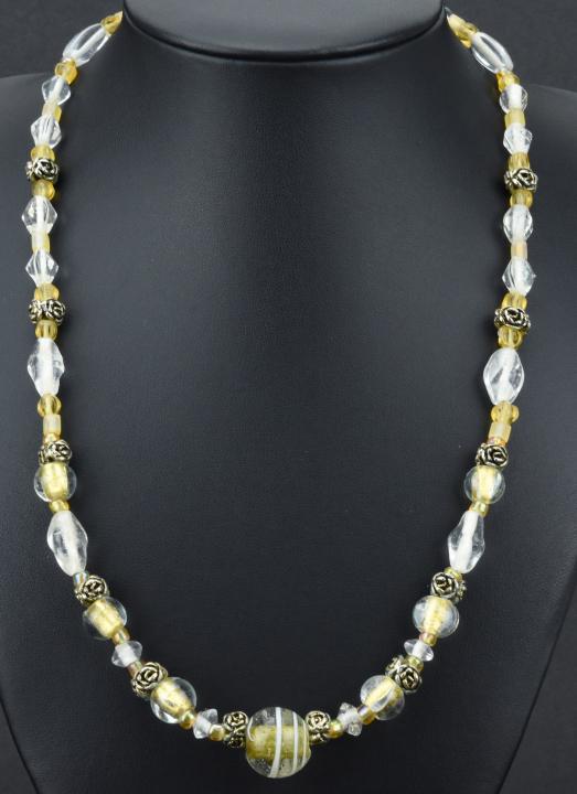 Italian Murano Art Glass Necklace w Gold Flecks (1 of 6)