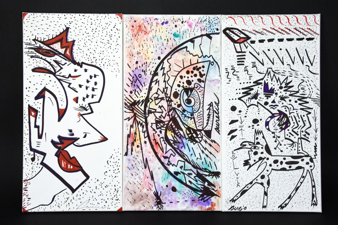 3 Abstract Acrylic Paintings on Canvas by Aurelia (1 of 10)
