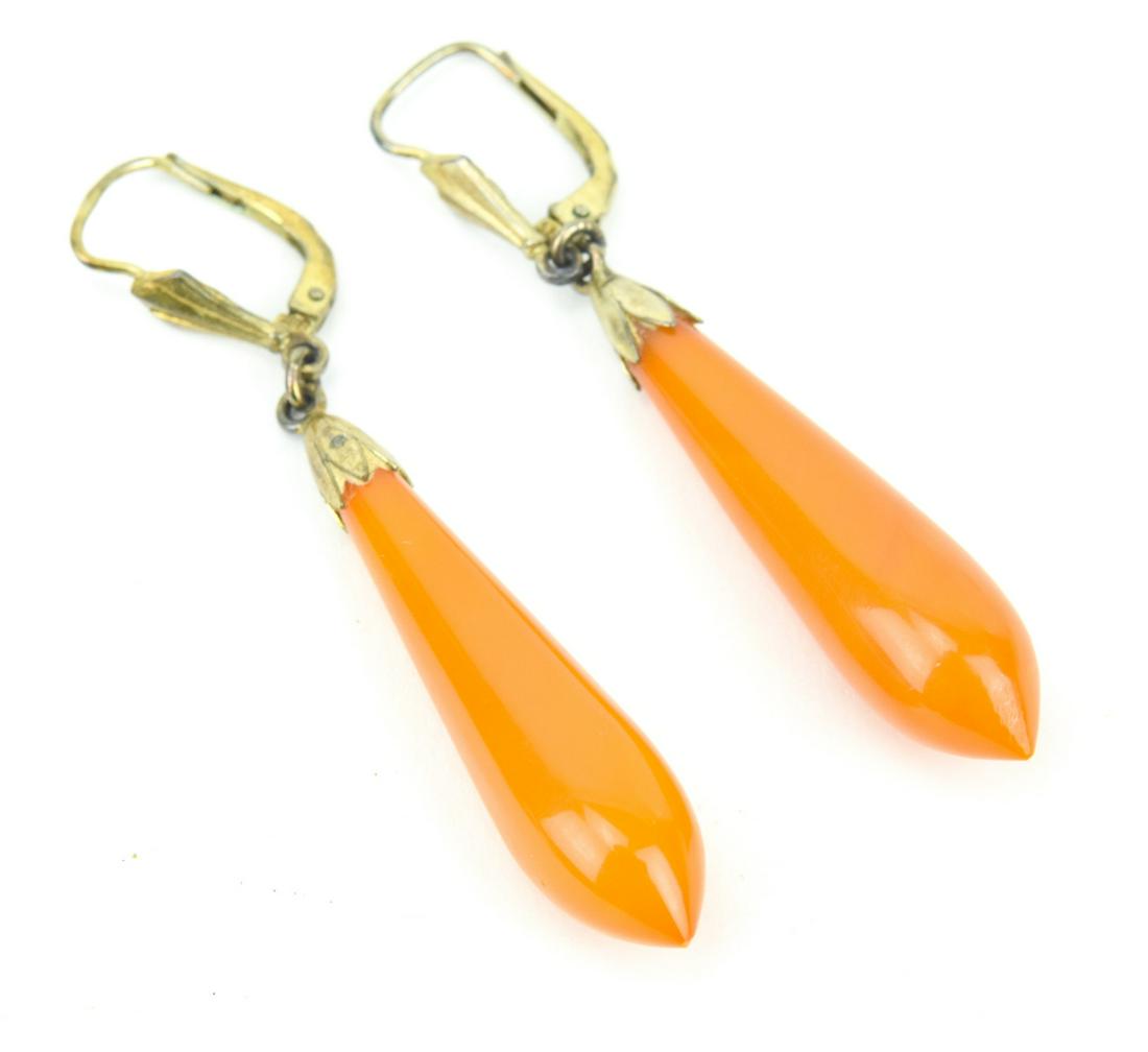 Antique Butterscotch Amber Pendant Earrings (1 of 7)