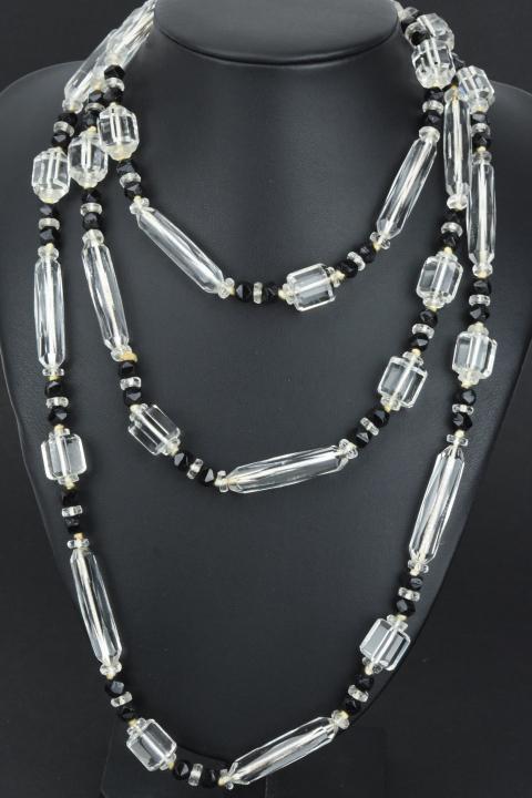 Antique Art Deco French Jet Crystal Bead Necklace (1 of 7)