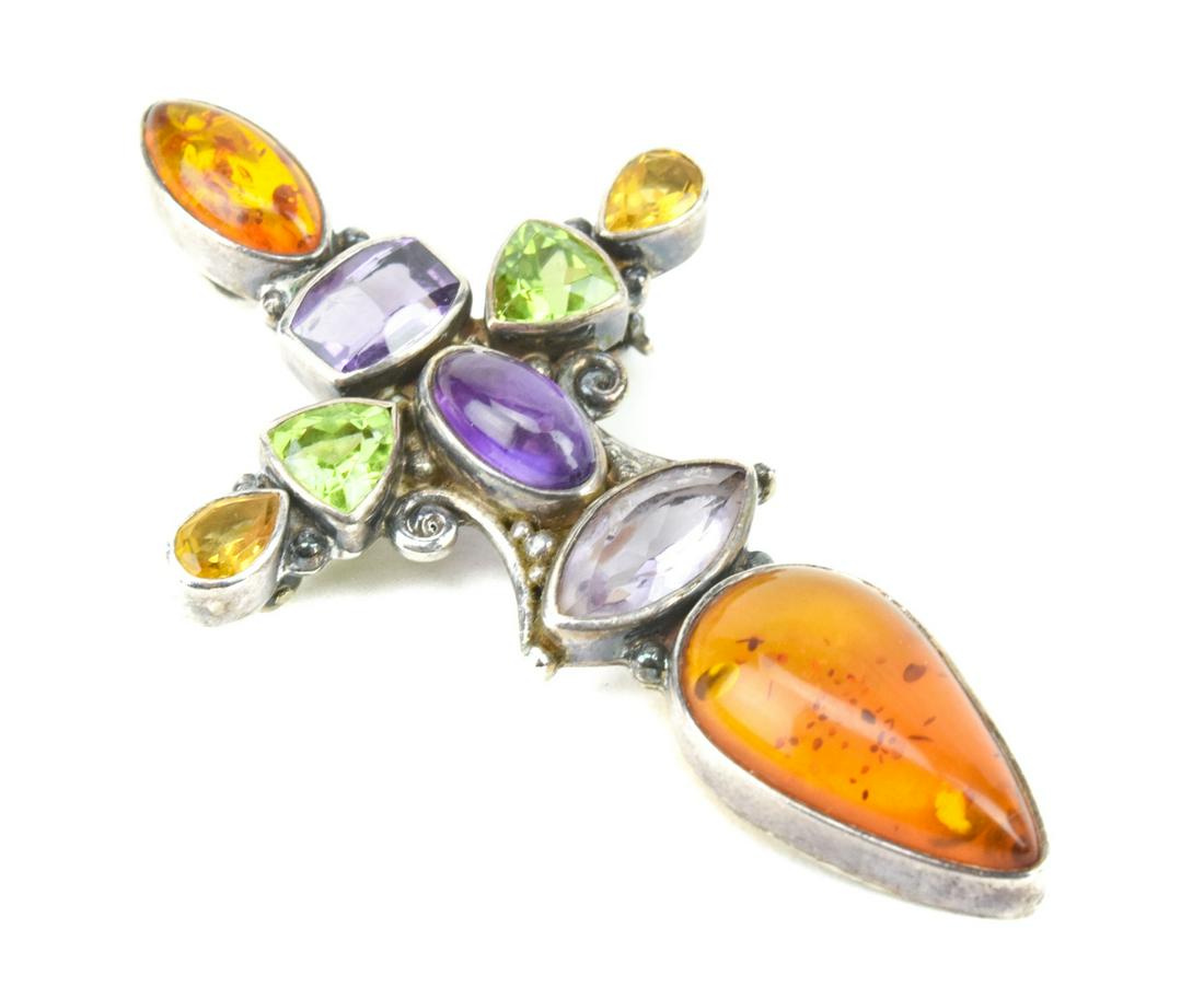 Sterling Peridot Citrine Amber Amethyst Pendant (1 of 6)