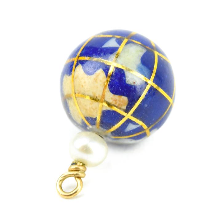 Estate 14kt Yellow Gold Pietra Dura Globe Pendant (1 of 5)