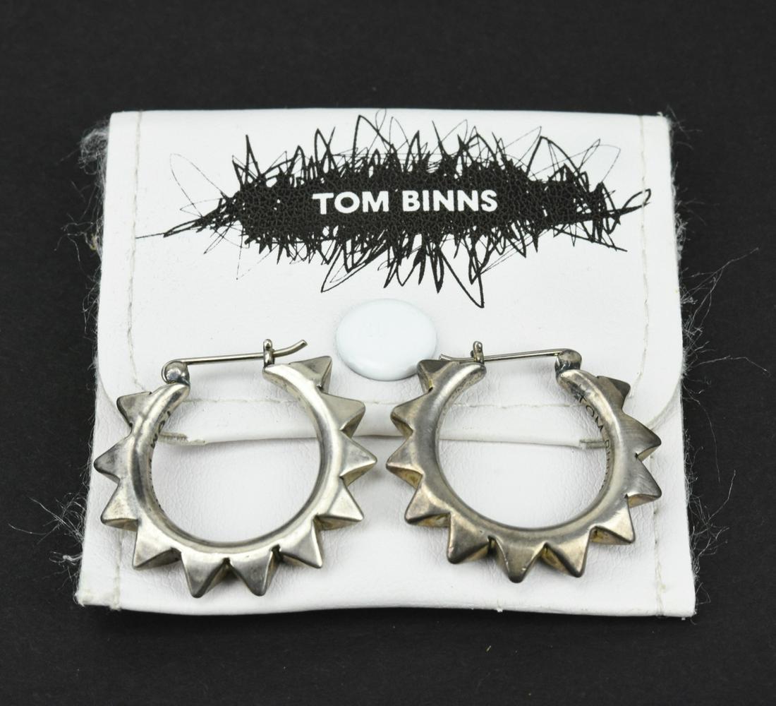 Pair Tom Binks Sterling Silver Spike Hoop Earrings (1 of 8)