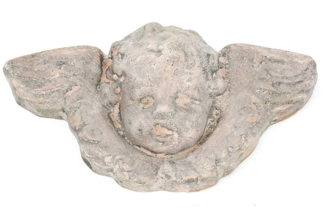 Cast Stone Garden Statue or Wall Plaque of Cherub (1 of 8)