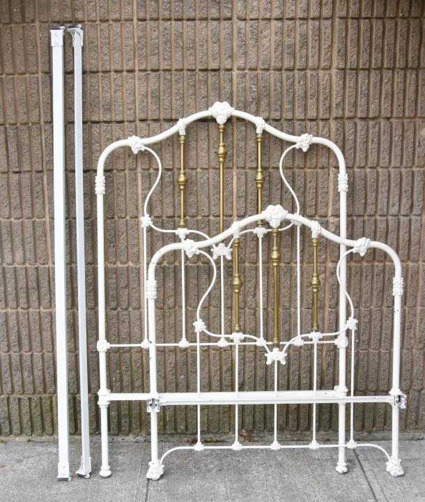 Victorian Cast Iron & Brass Twin Bed Frame (1 of 9)