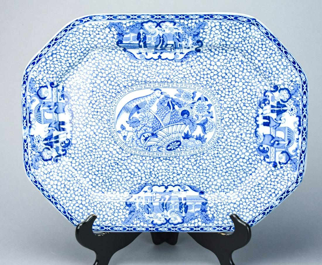 William Adams Iron Stone Chinoisserie Platter: Antique William Adams Iron Stone Chinoisserie Platter. 17 inches x 13 inches