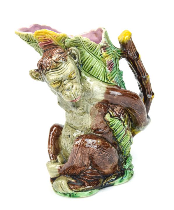Majolica Hand Painted Monkey Form Pitcher (1 of 7)