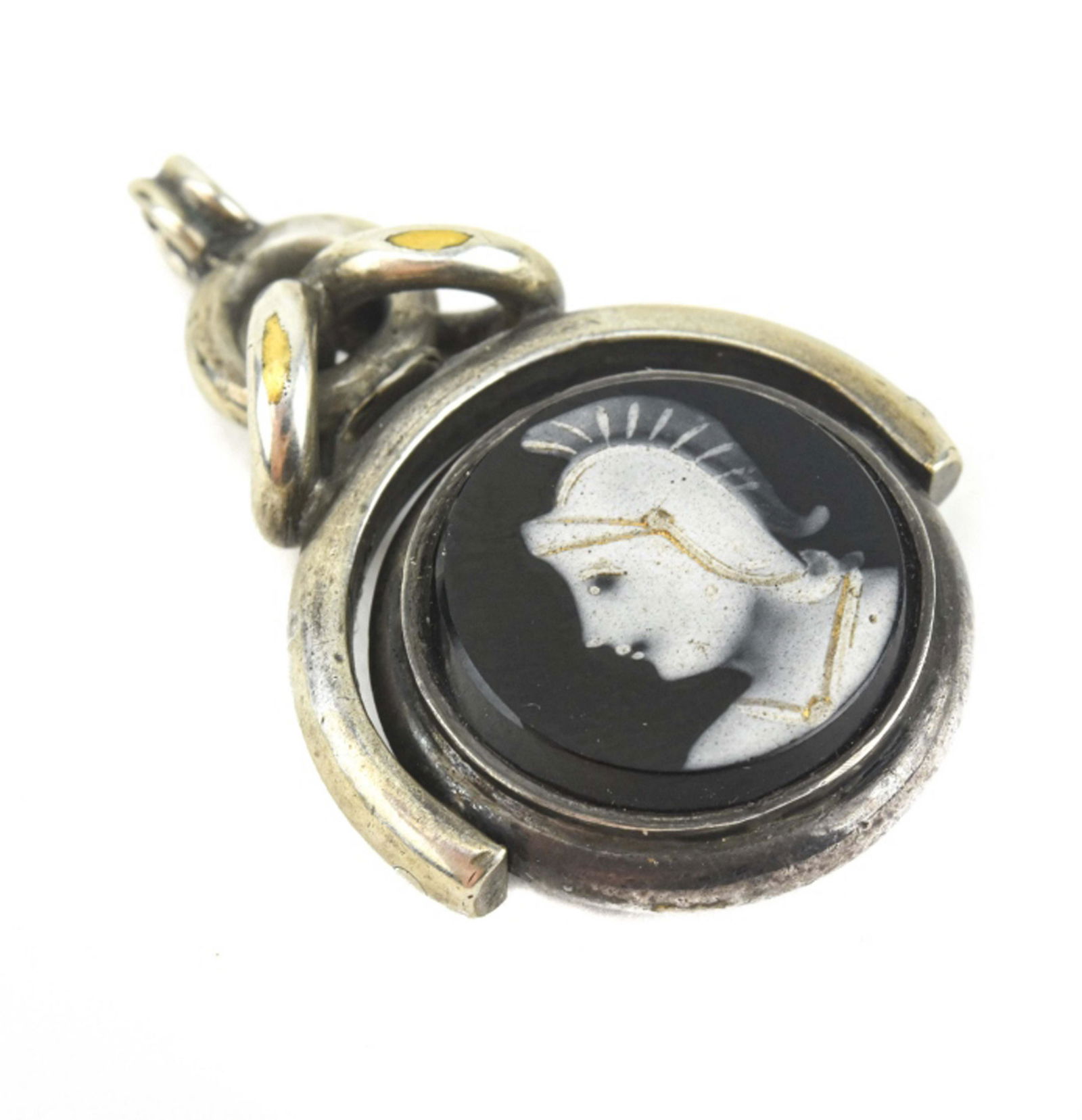 Antique 19th C Sterling & Revolving Pendant Fob (1 of 5)
