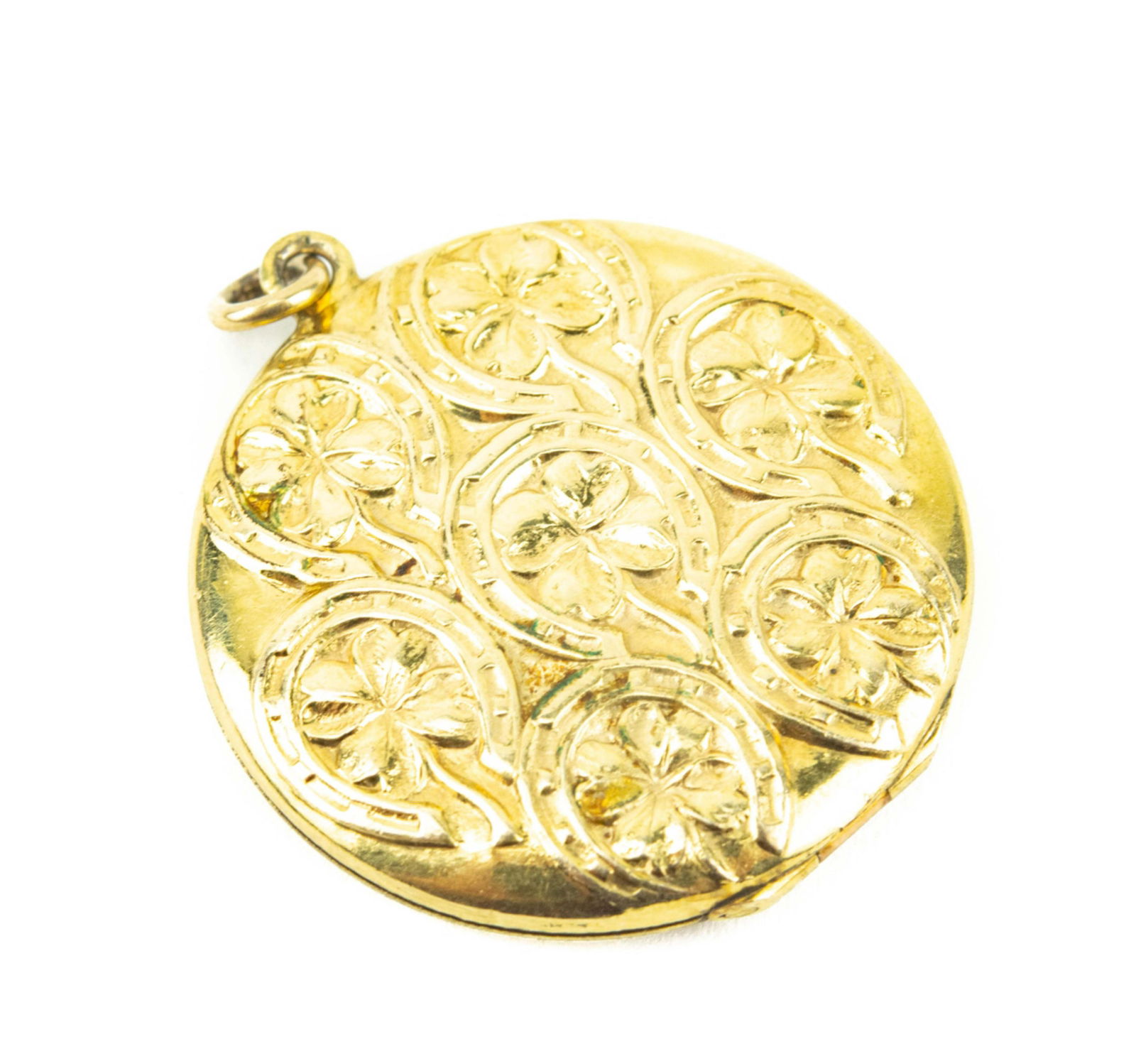Antique Gold Fill 4 Leaf Clover Horse Shoe Locket (1 of 5)