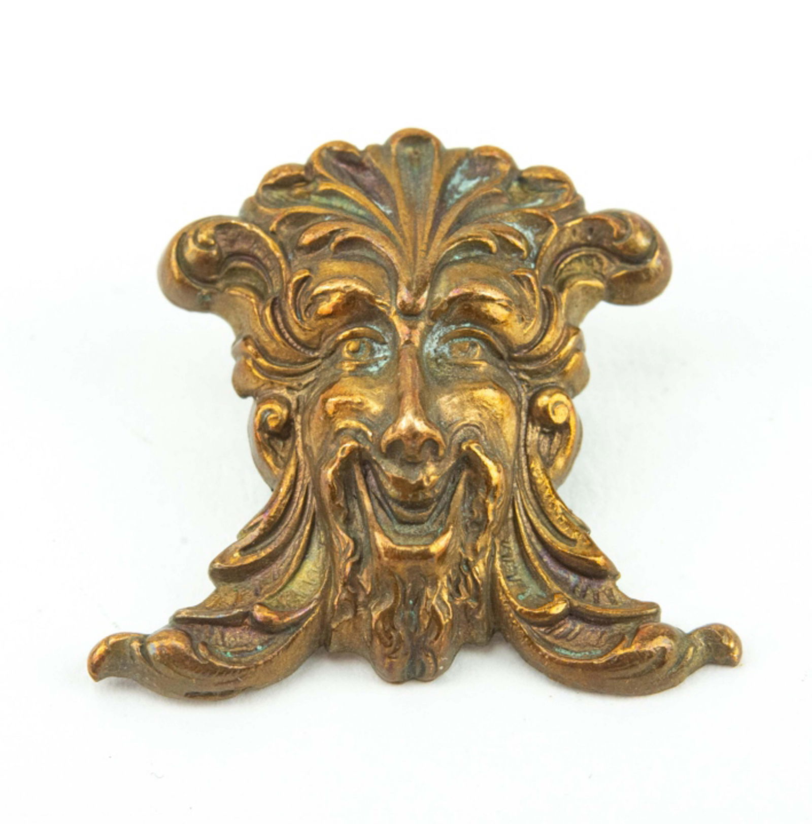 Antique Repousse Gargoyle Face Necklace Pendant (1 of 4)
