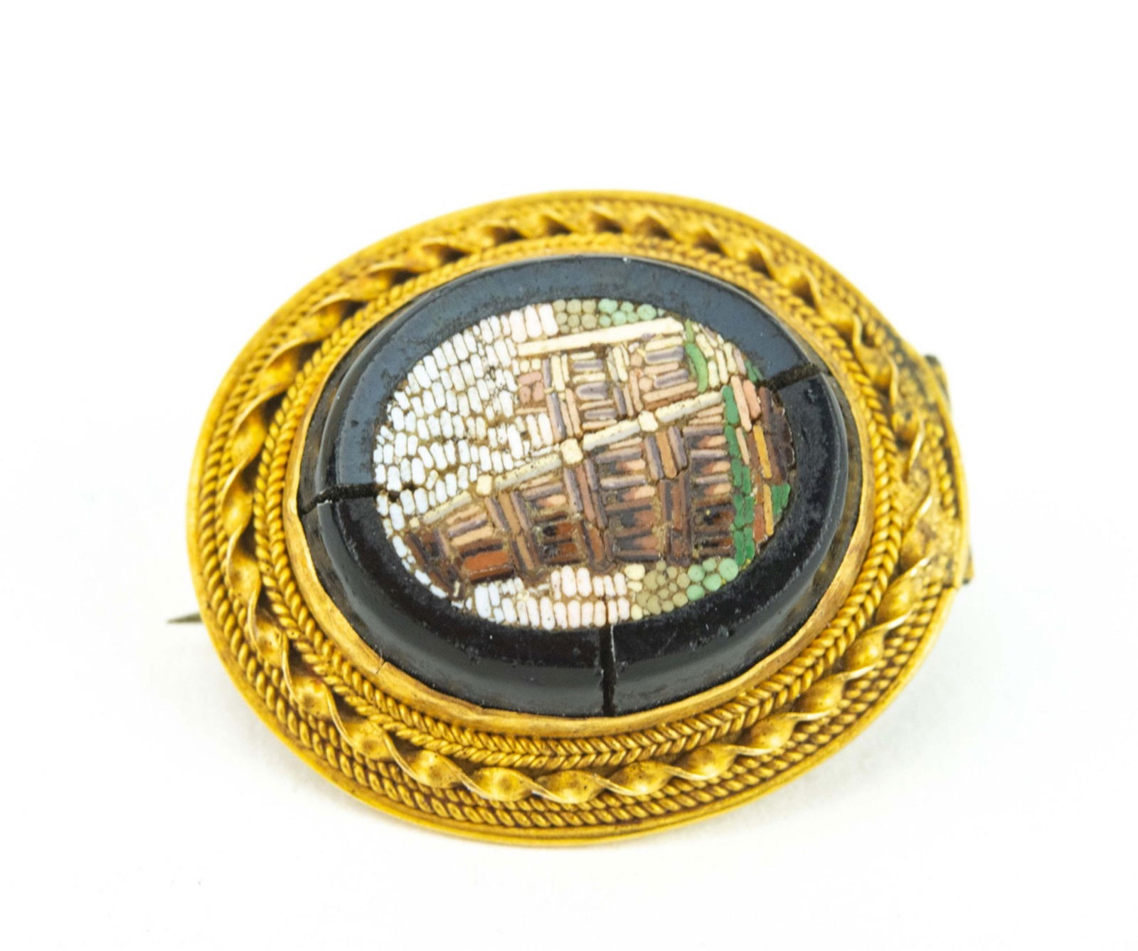 Antique 19th C 14kt Gold Italian Micro Mosaic (1 of 5)