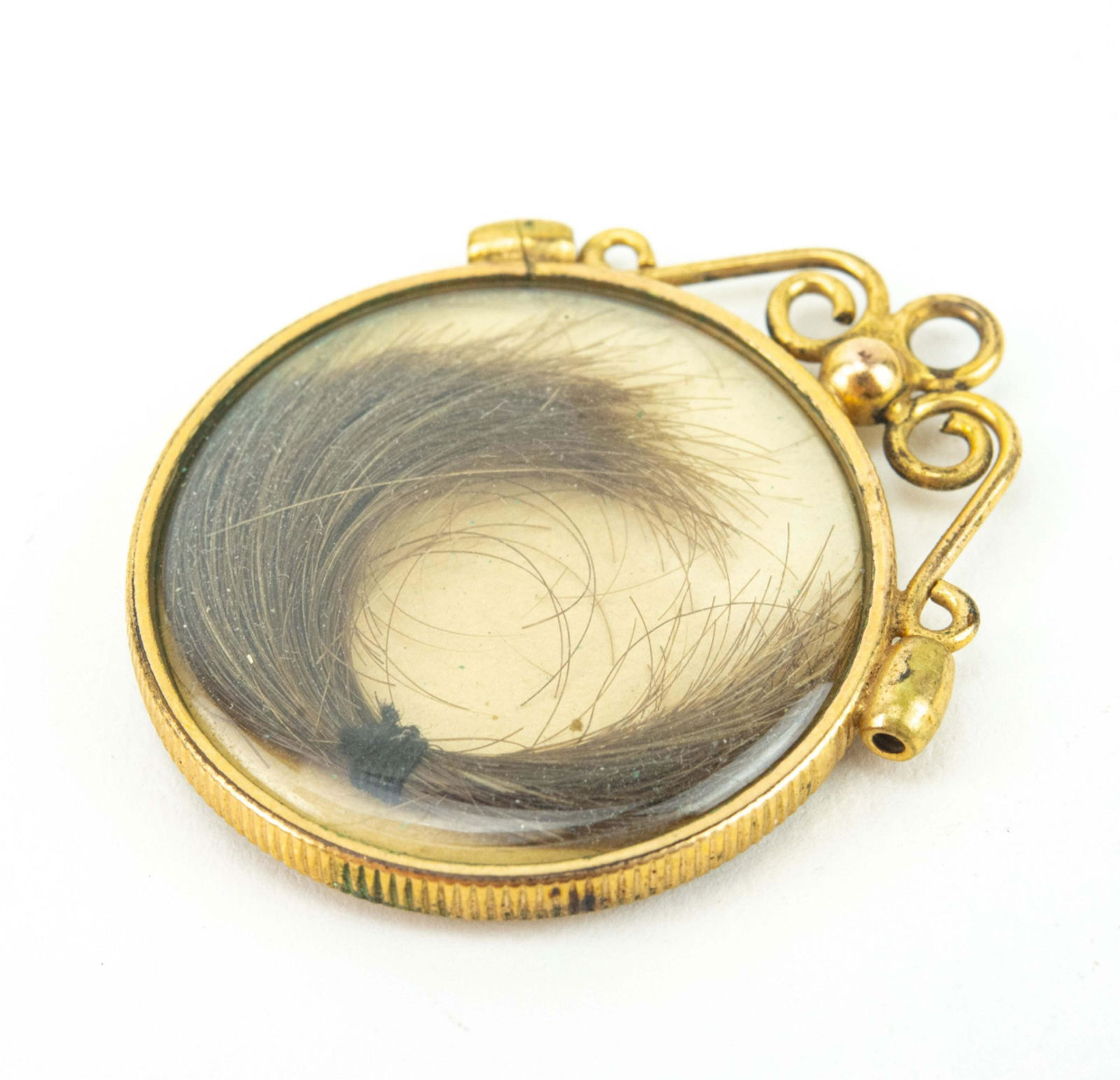 Antique Locket w Lock of Hair & Four Leaf Clover (1 of 5)